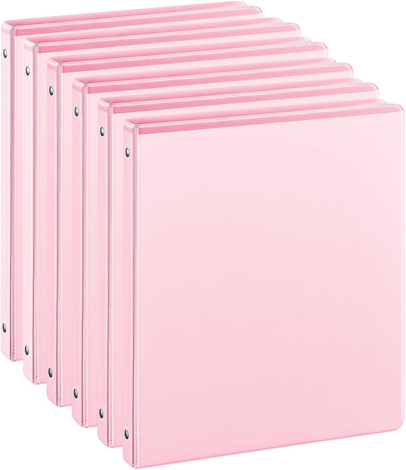 SUIN 0.5-inch 3-Ring Binder with 2 Interior Pockets, 0.5'' Basic Binders Holds US Letter Size 8.5'' x 11''for Office/Home/Back to School, 6 Pack (Pink) - Image 1